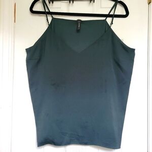Express Emerald Green V Neck Reversible Satin Tank Top in XL